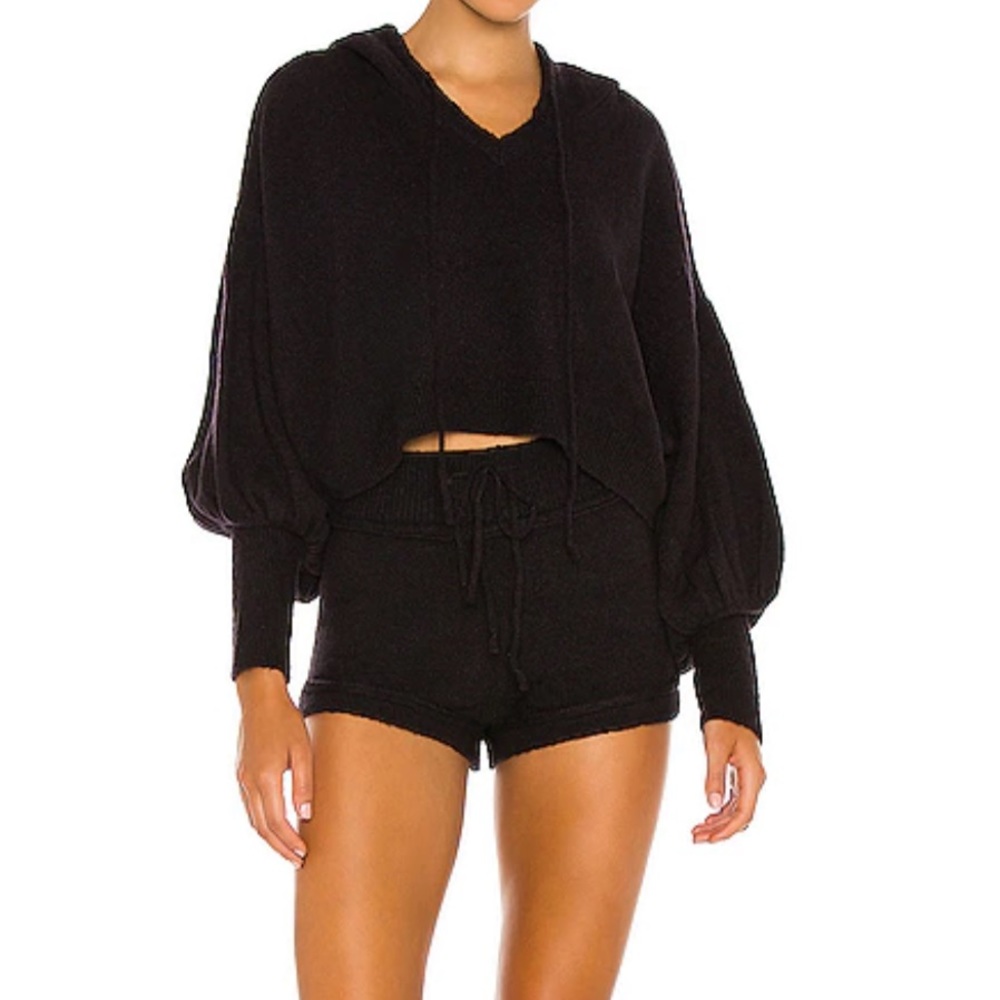 Free People x Revolve Silent Mode Set, knit hoodie & shorts, size S